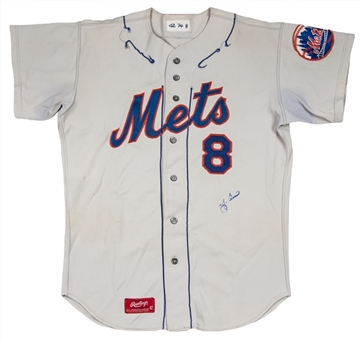 1974 Yogi Berra Game Worn and Signed New York Mets Road Jersey (MEARS A 7.5 & PSA/DNA)